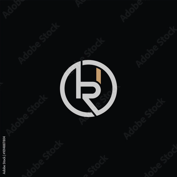 Fototapeta HR or RH abstract outstanding letter design. Awesome branding company different colors illustration logo.