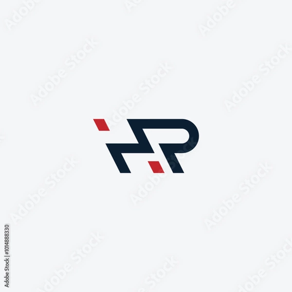 Fototapeta HR or RH abstract outstanding letter design. Awesome branding company different colors illustration logo.