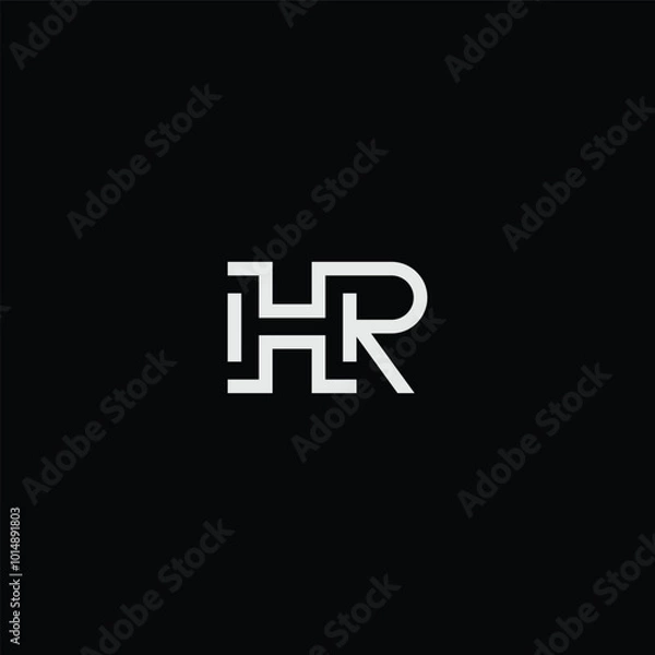 Fototapeta HR or RH abstract outstanding letter design. Awesome branding company different colors illustration logo.