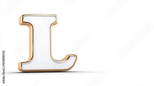 Fototapeta Stylish 3D Letter L on White Background
