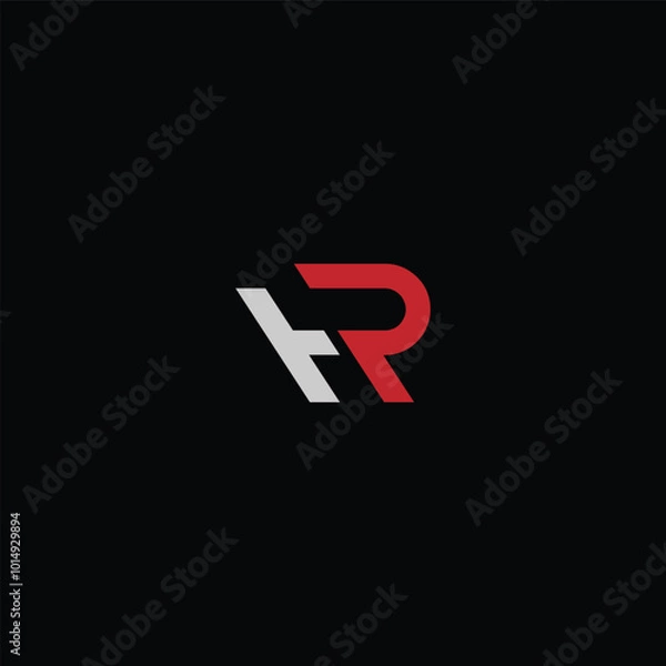 Fototapeta HR or RH abstract outstanding letter design. Awesome branding company different colors illustration logo.	