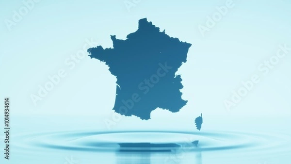 Obraz 水面に浮かぶフランスの地図