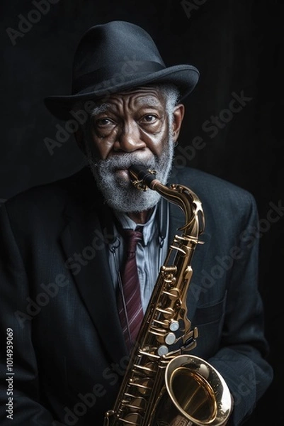 Fototapeta Man playing saxophone