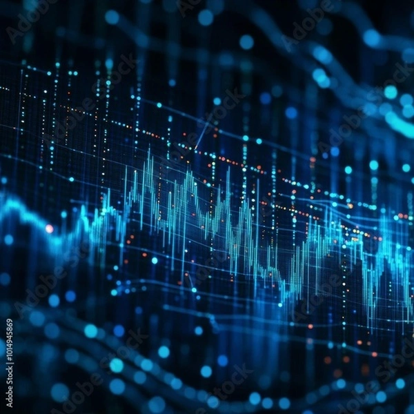 Fototapeta holographic of business chart in digital lines and dots concept