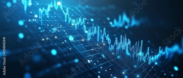 Fototapeta holographic of business chart in digital lines and dots concept