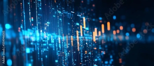 Fototapeta holographic of business chart in digital lines and dots concept