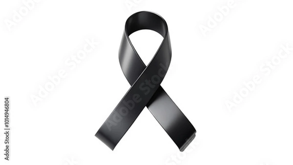 Fototapeta Black Ribbon Symbol of Mourning and Loss on a transparent background 
