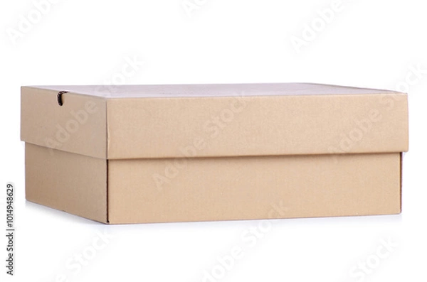 Fototapeta Brown cardboard box on white background isolation