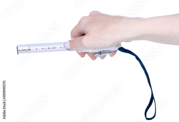 Obraz Construction tape measure in hand isolation