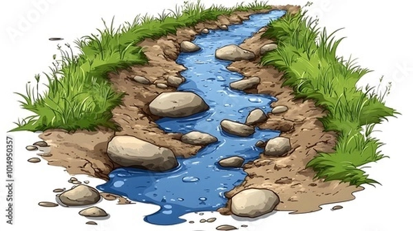Fototapeta Water pollution icon showing a polluted stream