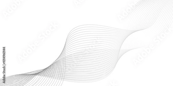 Fototapeta abstract Curved wavy lines tech futuristic motion background technology line stripe isolated science digital flowing black line, . abstract grey and white technology blend smooth wave lines. 