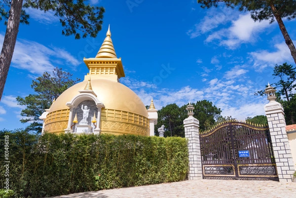 Fototapeta Buddhist stupa in the monastery Thienvien around Dalat