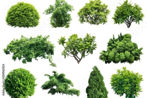 Fototapeta A collection of different tree species arranged on a clean white surface