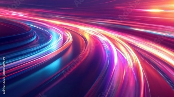 Fototapeta Vibrant Blurred Motion Lights on Abstract Highway