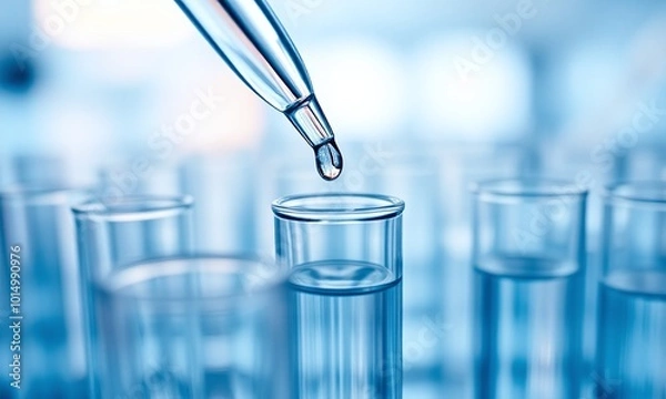 Obraz test tubes, dropper, science laboratory, liquid drop, close-up, macro photography
