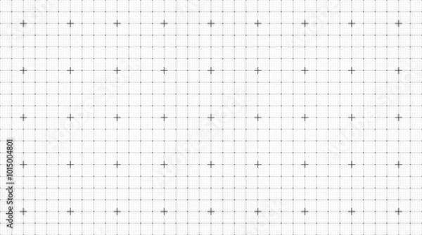 Fototapeta White background with a bright black line grid creating a square pattern. Blueprint background for technology, architecture, or infographic project concept. Blank grid paper sheet vector illustration