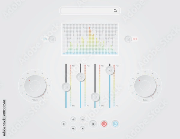 Fototapeta Vector UI set - switches, sliders, buttons.