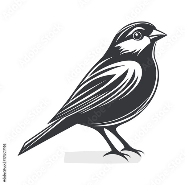 Fototapeta Minimalist Black and White Bird Illustration in Modern Graphic Style for Nature and Wildlife Themes
