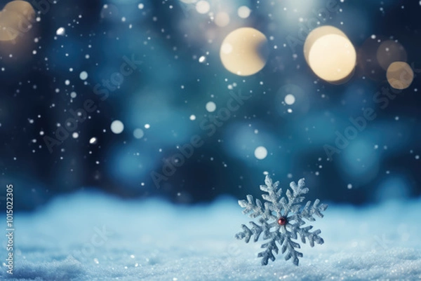 Fototapeta generated illustration of close-up of a snowflake. Winter background