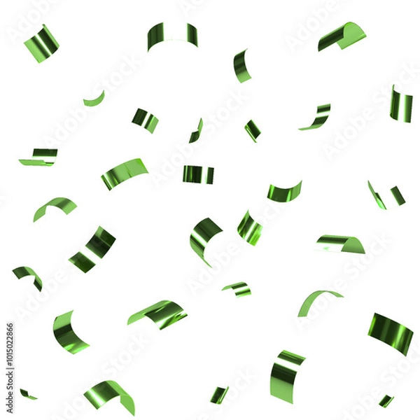 Obraz Falling shiny grass green confetti on transparent background. Bright blinking lime festive tinsel. Holiday design elements for web banner, poster, flyer, invitation.	