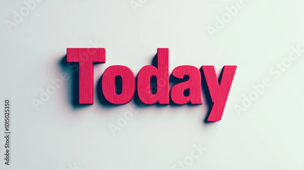 Fototapeta The word "Today" spelled out in bold, bright red letters against a plain white background.