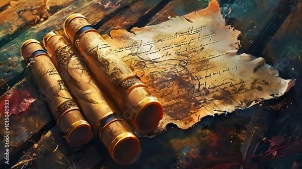 Fototapeta Ancient Scroll Mystical Vector Illustration