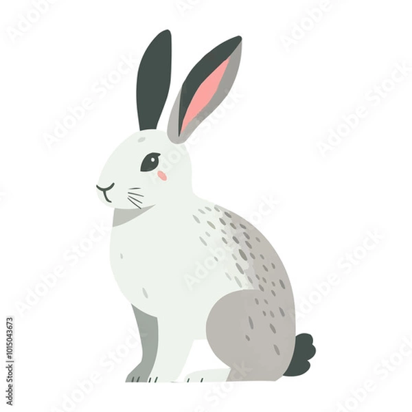 Fototapeta Cute Beaver and Hare in Spring Animals Theme Vector Illustration on White Background