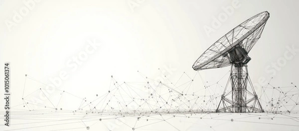 Fototapeta Abstract 3d isolated telecommunication antenna on white innovation technology