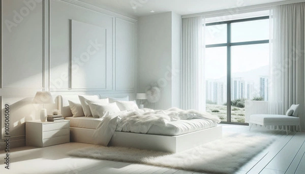 Obraz 白いモダンなベッドルーム２