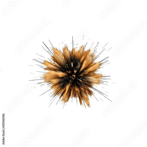 Fototapeta Abstract explosion with golden particles transparent background
