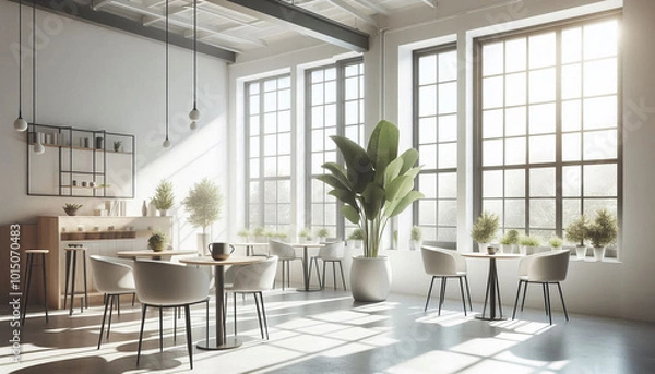 Obraz 白いモダンなカフェスペース１