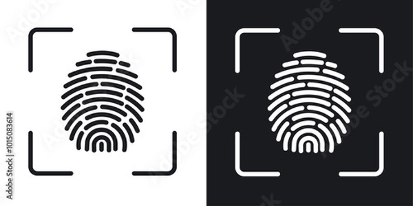 Fototapeta Fingerprint icon vector icon set black filled and outlined style.