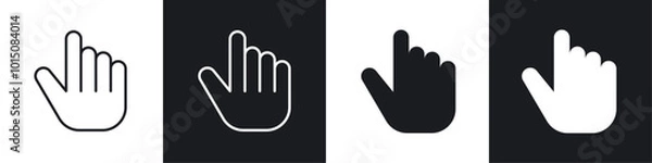 Obraz Hand pointer icon vector icon set black filled and outlined style.