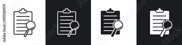 Fototapeta Inspection icon vector icon set black filled and outlined style.