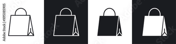 Fototapeta Shopping bag icon vector icon set black filled and outlined style.