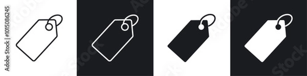 Fototapeta Tag icon vector icon set black filled and outlined style.