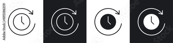 Obraz Time forward icon vector icon set black filled and outlined style.