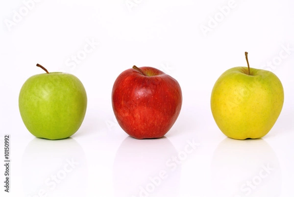 Obraz Three apples different colors looks like traffic light