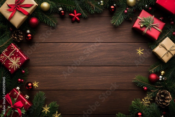 Obraz Christmas wallpaper, top view background 