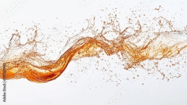 Obraz Dynamic splash of coke isolated on a white background, capturing the moment of a refreshing burst of fizzy cola in mid-air
