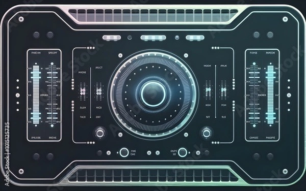 Obraz Black Equalizer with Blue Sliders – Modern Audio Control Vector Illustration