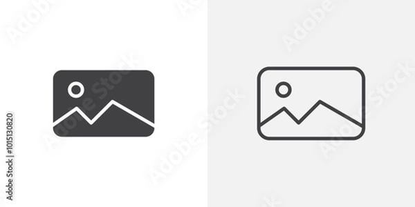 Obraz Image icon vector icon set in black and white color.