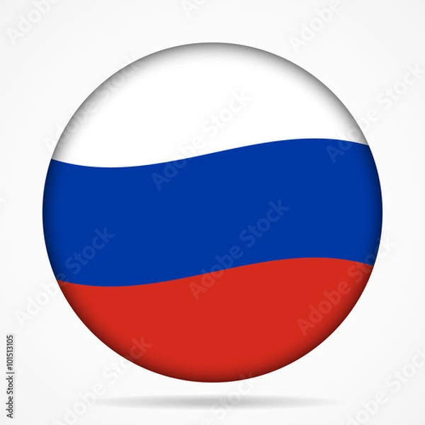 Fototapeta button with waving flag of Russia