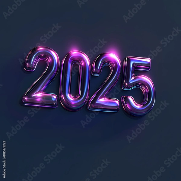 Fototapeta A 3D rendering of the numbers 2025 with colors in a bubble style