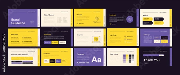 Fototapeta Editable Brand Identity Presentation. Logo Guidelines Template. EPS Vector Illustration.