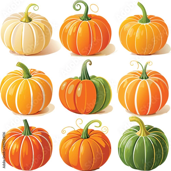 Obraz Set of colorful pack of halloween pumpkins collections