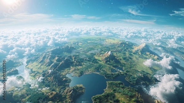 Obraz Aerial View of a Fantasy Landscape