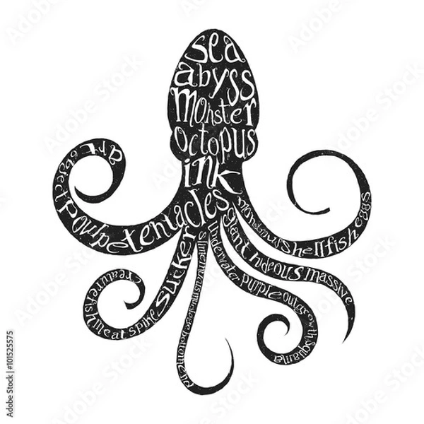 Fototapeta Typography lettering octopus