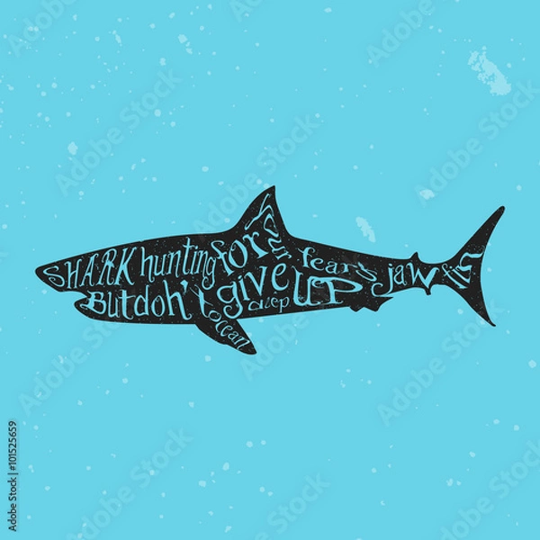 Fototapeta Typography lettering shark 