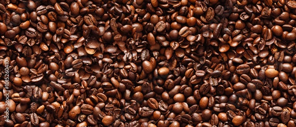 Fototapeta Roasted coffee beans texture background as  texture background for web page, template banner